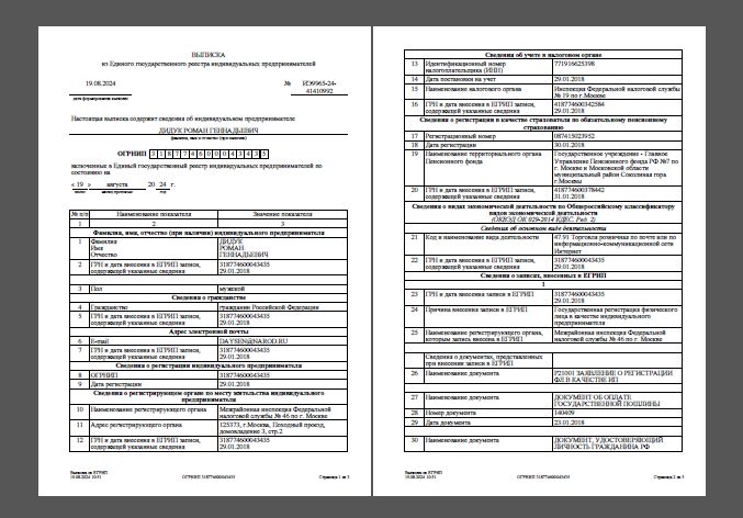 Выписки из ЕГРИП